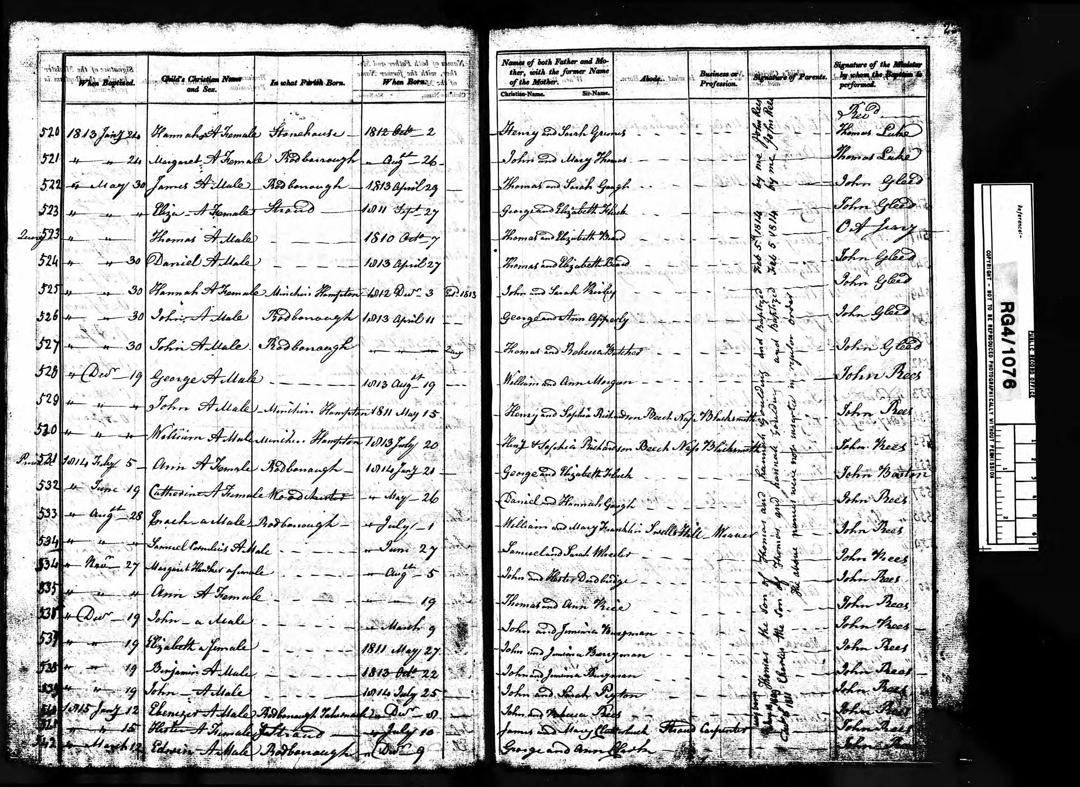 Birth and Baptism of Margaret H. Dudbridge